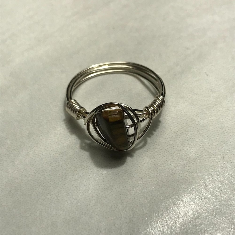 Tiger Eye crystal wire ring